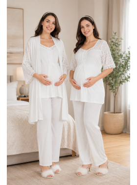 Lohusa Hamile Ekru Pijama Takımı Sabahlık 33006 Lohusa Hamile Ekru Pijama Takımı Sabahlık 33006
